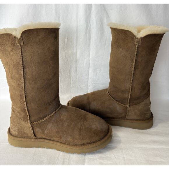 UGG Tall Women's Bailey Button Triplet Chestnut Brown Boots Size 5 - Picture 7 of 14